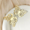 Wholesale Stainless Steel Retro Hollow Butterfly Design Heavy Industry Electroplated Real Gold Women's Earrings