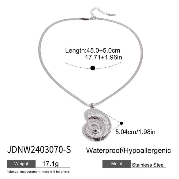 Wholesale Stainless Steel Retro Natural Geometric Snake Chain Conch Accessories Necklace Electroplated Nonfading Jewelry For Women