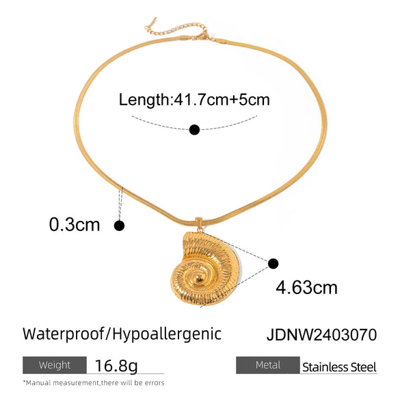 Wholesale Stainless Steel Retro Natural Geometric Snake Chain Conch Accessories Necklace Electroplated Nonfading Jewelry For Women