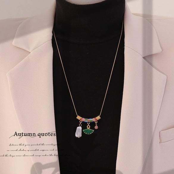 Wholesale Stainless Steel Retro Oil Drop Love Butterfly Heart Shape Pendant Necklace
