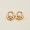 Wholesale Stainless Steel Retro Pearl Earrings For Women Geometric Electroplated