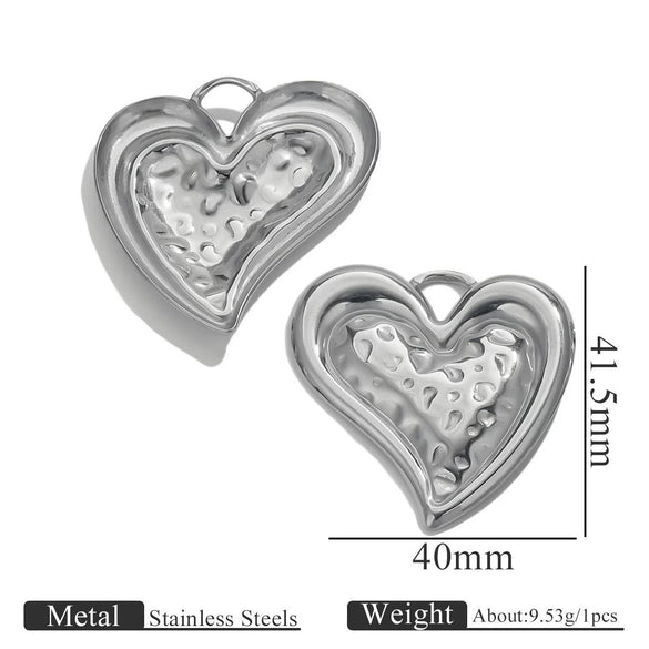 Wholesale Stainless Steel Retro Style Embossed Texture Gold Pendant Set With Flower Heart Fanshaped And Leaf Shapes Electroplated Diy Jewelry Accessories