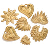Wholesale Stainless Steel Retro Style Embossed Texture Gold Pendant Set With Flower Heart Fanshaped And Leaf Shapes Electroplated Diy Jewelry Accessories