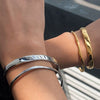 Wholesale Stainless Steel Retro Wave Opening Bracelet With Electroplating Fashion Jewelry