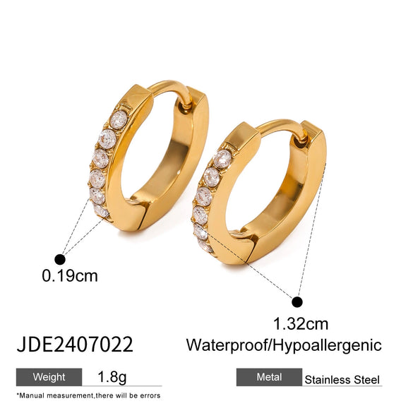 Wholesale Stainless Steel Rhinestone Circle Earrings For Women With Geometric Style And Electroplating Treatment