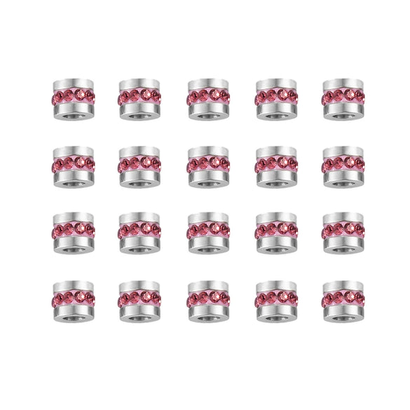 Wholesale Stainless Steel Rhinestone Cylindrical Beads Jewelry For Diy Bracelet And Necklace Trendy Style With Diamond Pattern And Epoxy Process