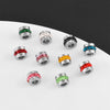 Wholesale Stainless Steel Rhinestone Cylindrical Beads Jewelry For Diy Bracelet And Necklace Trendy Style With Diamond Pattern And Epoxy Process