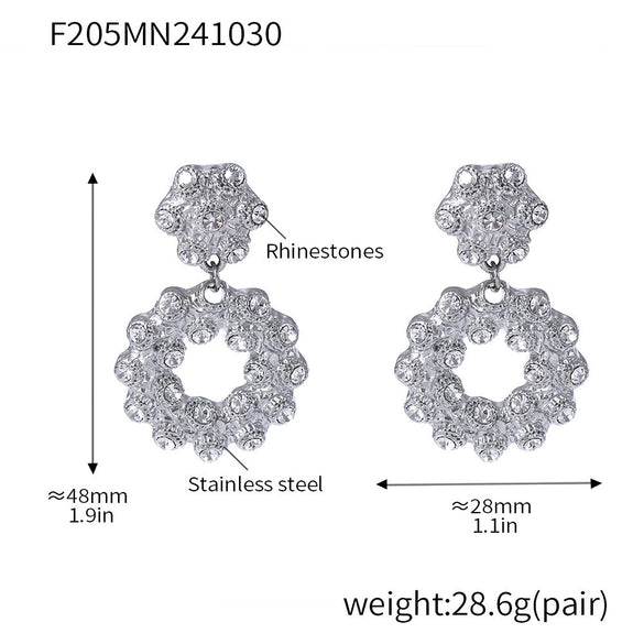 Wholesale 316L Stainless Steel Rhinestone Donut Jewelry Set With Electroplating Earrings And Necklaces For Women In Fashion And Geometric Style