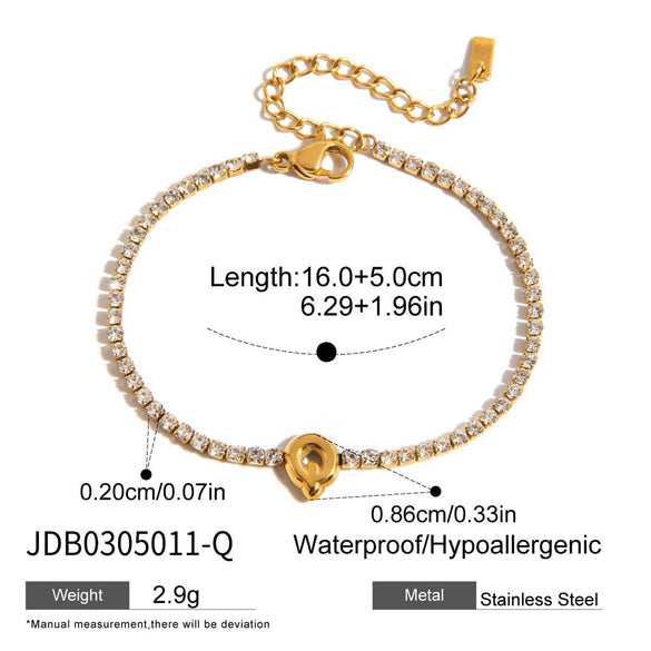 Wholesale Stainless Steel Rhinestone Letter Geometric Bracelet For Women With Electroplating Light Luxury High End Non Fading Jewelry
