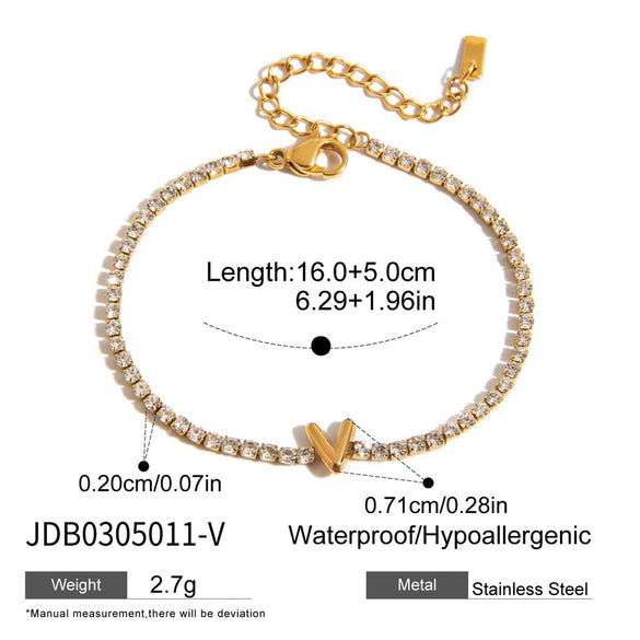 Wholesale Stainless Steel Rhinestone Letter Geometric Bracelet For Women With Electroplating Light Luxury High End Non Fading Jewelry