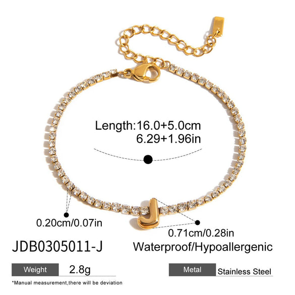 Wholesale Stainless Steel Rhinestone Letter Geometric Bracelet For Women With Electroplating Light Luxury High End Non Fading Jewelry