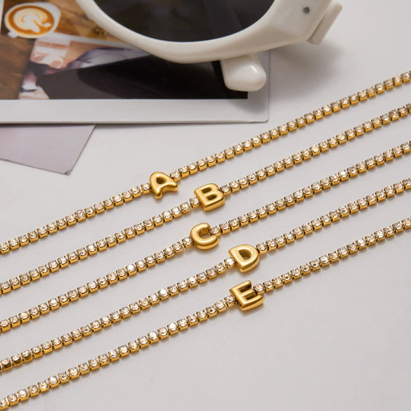 Wholesale Stainless Steel Rhinestone Letter Geometric Bracelet For Women With Electroplating Light Luxury High End Non Fading Jewelry