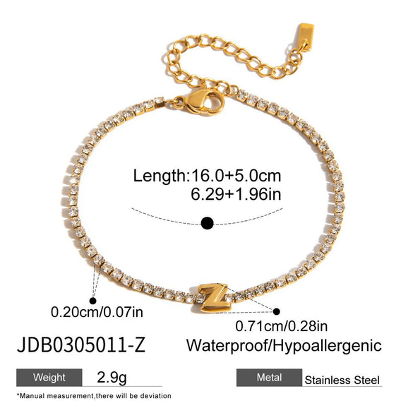 Wholesale Stainless Steel Rhinestone Letter Geometric Bracelet For Women With Electroplating Light Luxury High End Non Fading Jewelry