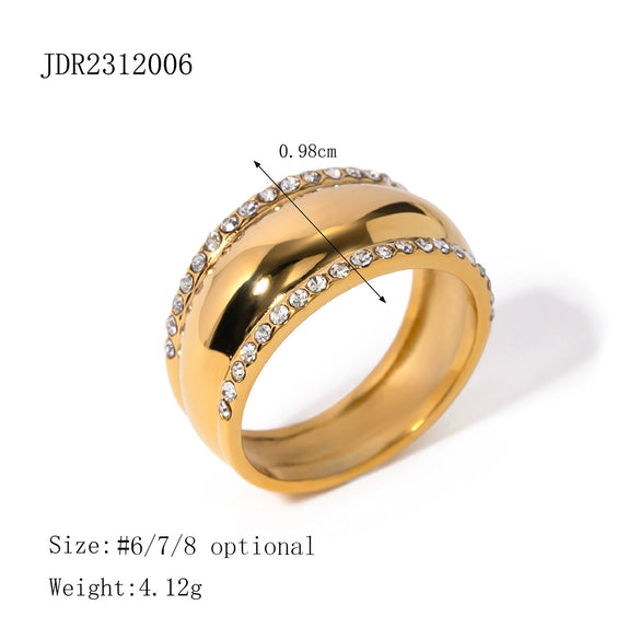 Wholesale Stainless Steel Rhinestone Ring Electroplated Unisex Fashion Simple Inlaid