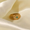 Wholesale Stainless Steel Ring And Bracelet Set French Retro Style Geometric Design Inlaid With Natural Stones For Women