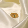 Wholesale Stainless Steel Ring And Bracelet Set French Retro Style Geometric Design Inlaid With Natural Stones For Women