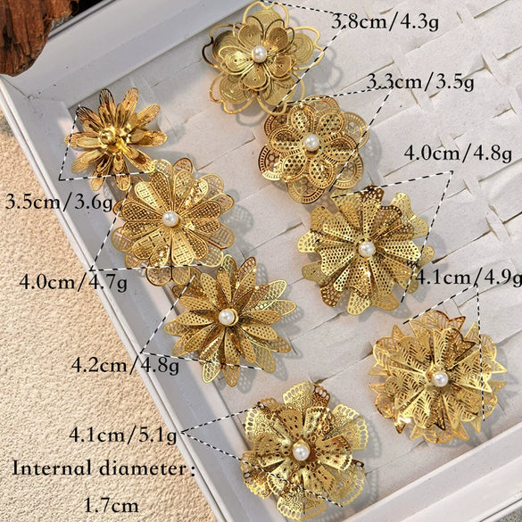 Wholesale Stainless Steel Ring Cut Out Flower Antique Minimalist Geometric Style With Electroplating