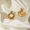 Wholesale Stainless Steel Ring Earrings With Electroplating 18K Gold Like Finish Joker Themed For Women
