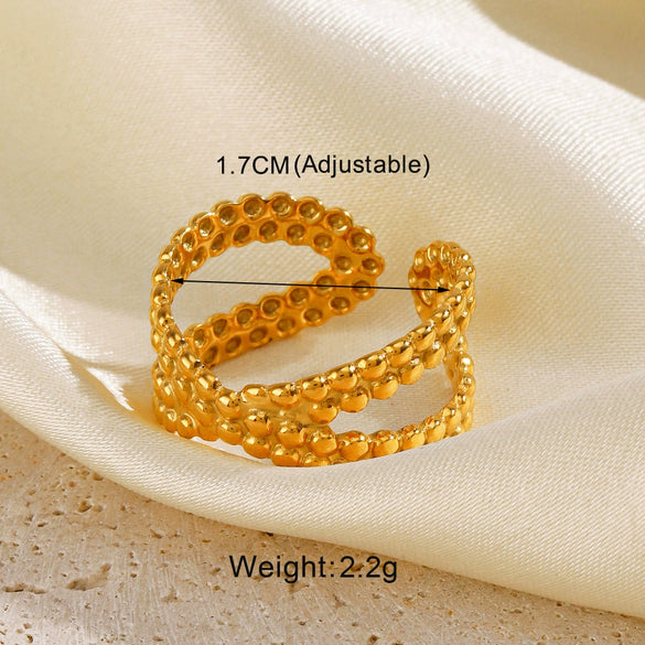 Wholesale Stainless Steel Ring For Women Geometric Hammer Chain Cross Opening Electroplated