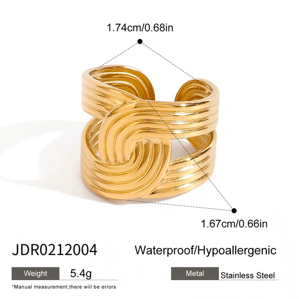 Wholesale Stainless Steel Ring For Women With Wave And Geometric Patterns Electroplated