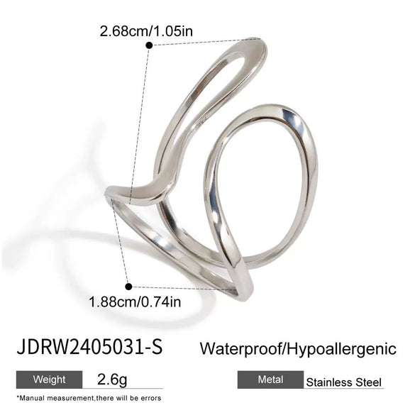 Wholesale Stainless Steel Ring For Women With Wave And Geometric Patterns Electroplated