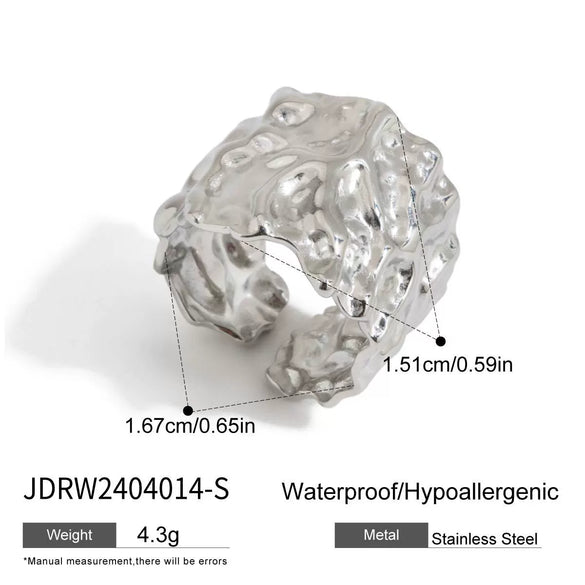 Wholesale Stainless Steel Ring For Women With Wave And Geometric Patterns Electroplated