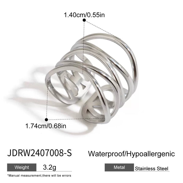 Wholesale Stainless Steel Ring For Women With Wave And Geometric Patterns Electroplated