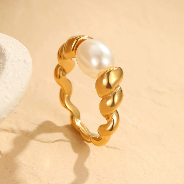 Wholesale Stainless Steel Ring Geometric Pattern Retro Light Luxury Style Electroplating For Women