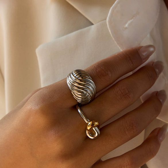Wholesale Stainless Steel Ring Geometric Style Electroplating Jewelry For Women