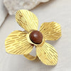Wholesale Stainless Steel Ring Gold Plated With Cat's Eye Heart Flower Opening Design Natural Style