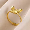Wholesale Stainless Steel Ring Heart Butterfly Geometric Style 18K Goldplated Jewelry