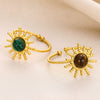 Wholesale Stainless Steel Ring In Sun Shape With Inlaid Turquoise Electroplated Unisex And Women's Jewelry