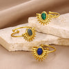 Wholesale Stainless Steel Ring In Sun Shape With Inlaid Turquoise Electroplated Unisex And Women's Jewelry