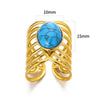Wholesale Stainless Steel Ring In Sun Shape With Inlaid Turquoise Electroplated Unisex And Women's Jewelry