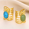 Wholesale Stainless Steel Ring In Sun Shape With Inlaid Turquoise Electroplated Unisex And Women's Jewelry