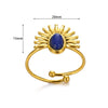 Wholesale Stainless Steel Ring In Sun Shape With Inlaid Turquoise Electroplated Unisex And Women's Jewelry