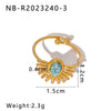 Wholesale Stainless Steel Ring In Sun Shape With Inlaid Turquoise 18K Furnace Vacuum Plated For Women Ins French Style