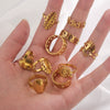 Wholesale Stainless Steel Ring Ins Cold Retro Style Round Shape 18K Gold Plated