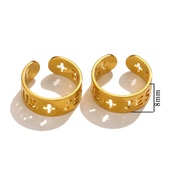 Wholesale Stainless Steel Ring Ins Cold Retro Style Round Shape 18K Gold Plated