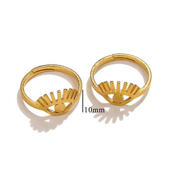 Wholesale Stainless Steel Ring Ins Cold Retro Style Round Shape 18K Gold Plated