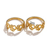 Wholesale Stainless Steel Ring Ins Cold Retro Style Round Shape 18K Gold Plated
