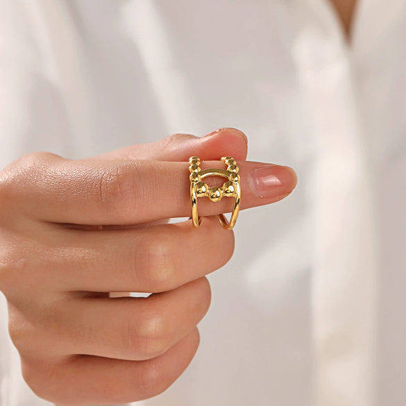 Wholesale Stainless Steel Ring Jewelry Geometric Ins Style 18K Goldplated