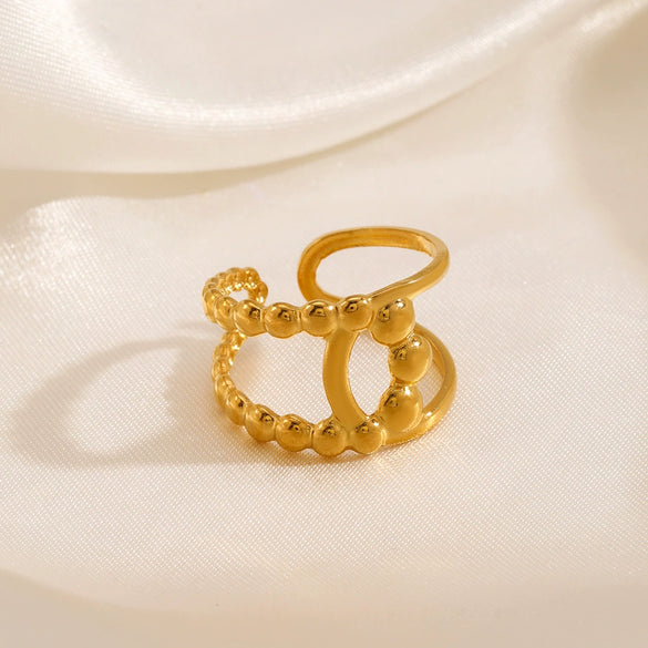 Wholesale Stainless Steel Ring Jewelry Geometric Ins Style 18K Goldplated