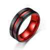 Wholesale Stainless Steel Ring Jewelry With Geometric Design And Twocolor Black Red Or Black Green Groove Unisex And Personality Style