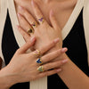 Wholesale Stainless Steel Ring 18K Gold Plated Inlaid With Natural Stone Geometric Light Luxury Style For Women