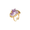 Wholesale Stainless Steel Ring 18K Gold Plated Inlaid With Natural Stone Geometric Light Luxury Style For Women
