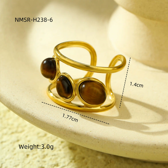 Wholesale Stainless Steel Ring Light Luxury Style Round Electroplated
