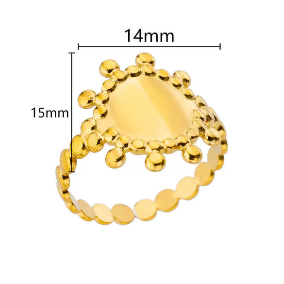 Wholesale Stainless Steel Ring With Butterfly Crown And Heart Shaped Design Geometric Style Electroplated