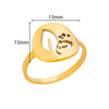 Wholesale Stainless Steel Ring With Butterfly Crown And Heart Shaped Design Geometric Style Electroplated