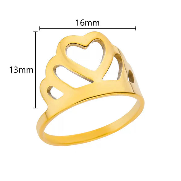 Wholesale Stainless Steel Ring With Butterfly Crown And Heart Shaped Design Geometric Style Electroplated